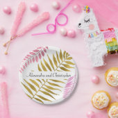 Roos Gold & Gold Foil Tropical Wedding Paper Bord (Feest)