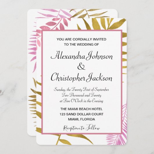 Roos Gold & Gold Foil uitnodigen voor een troepenh Kaart (Voorkant / Achterkant)