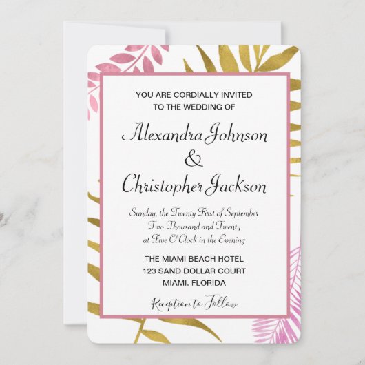 Roos Gold & Gold Foil uitnodigen voor een troepenh Kaart (Voorkant)