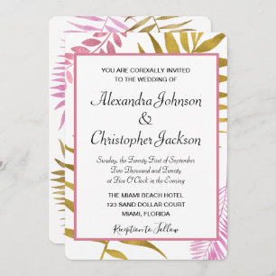 Roos Gold & Gold Foil uitnodigen voor een troepenh Kaart