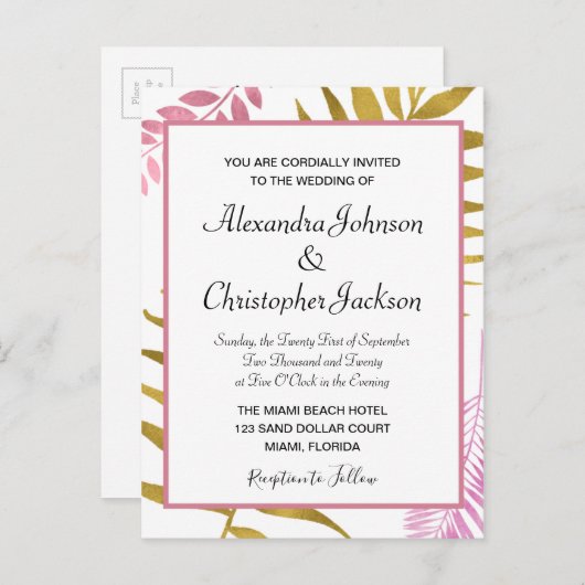 Roos Gold & Gold Foil uitnodigen voor een troepenh Uitnodiging Briefkaart (Voorkant / Achterkant)