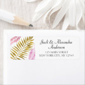 Roos Gold & Gold Folie Bloemen Tropische bruiloft Etiket (Insitu)