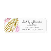 Roos Gold & Gold Folie Bloemen Tropische bruiloft Etiket (Voorkant)