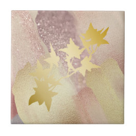 Roos Gold, gouden keramische Tegel (4,25 x 4,25 in Tegeltje