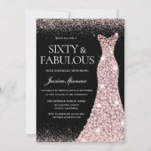 Roos Gold Gown Black 60th Birthday Kaart (Voorkant)