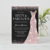 Roos Gold Gown Black 60th Birthday Kaart (Staand voorkant)