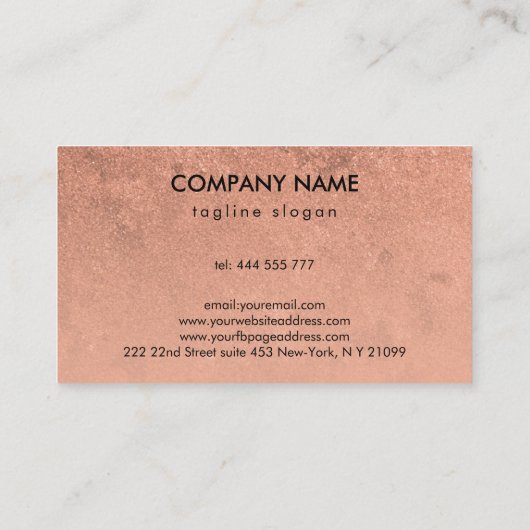 Roos Gold gradiënt Glitter Visitekaartje (Achterkant)