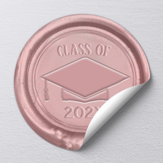 Roos Gold Graduation Cap Class of 202X Wax Seal Ronde Sticker