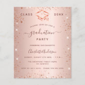 Roos Gold Graduation Party Budget Uitnodiging Flyer (Voorkant)