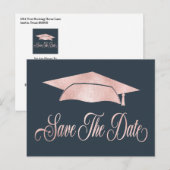 Roos Gold Gradup, sla de datum blauw op Aankondigingskaart (Voorkant / Achterkant)