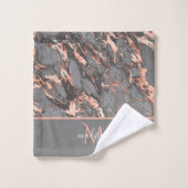 Roos Gold & Gray Marble Monogram Luxury Bath Bath  Bad Handdoek (Wasdoekje)