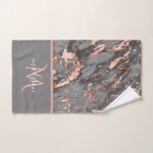 Roos Gold & Gray Marble Monogram Luxury Bath Bath  Bad Handdoek (Handdoek)