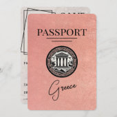 Roos Gold Greece Passport Save the Date Kaart (Voorkant / Achterkant)