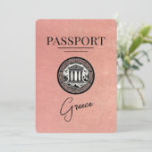 Roos Gold Greece Passport Save the Date Kaart (Staand voorkant)