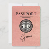 Roos Gold Greece Passport Save the Date Kaart (Voorkant)