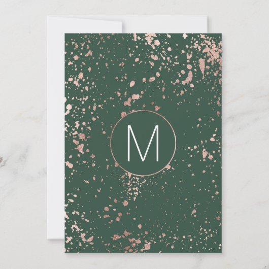 Roos Gold Green Paint Spletters Afstuderen Kaart (Achterkant)