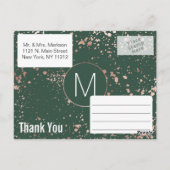 Roos Gold Green Paint Spletters Dank u Briefkaart (Achterkant)