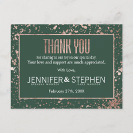 Roos Gold Green Paint Spletters Dank u Briefkaart