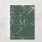 Roos Gold Green Paint Spletters Wedding Invite Kaart (Achterkant)