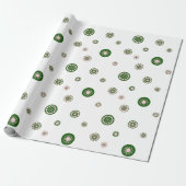 Roos Gold Green Polka Dots Geometrische cirkel Cadeaupapier (Uitgerold)