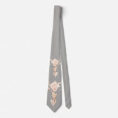 Roos Gold Grey Abstracte Lily Stropdas (Voorkant)