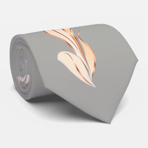 Roos Gold Grey Abstracte Lily Stropdas