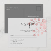 Roos Gold Grey Botanical Weddenschap RSVP Briefkaart (Voorkant / Achterkant)