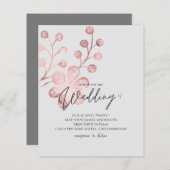 Roos Gold Grey Botanical Wedding Invitations (Voorkant / Achterkant)