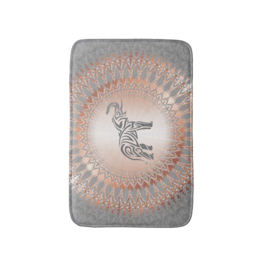Roos Gold Grey Elephant Mandala Badmat (Voorkant Verticaal)