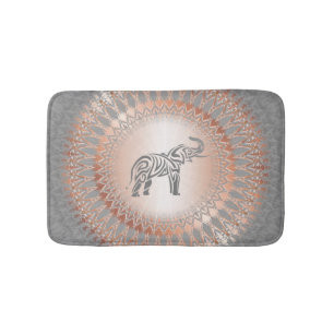 Roos Gold Grey Elephant Mandala Badmat