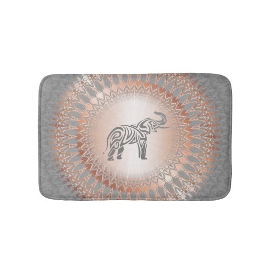 Roos Gold Grey Elephant Mandala Badmat (Voorkant)