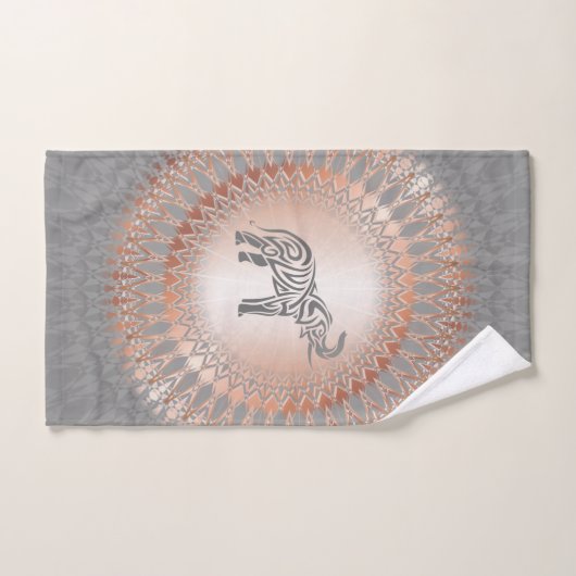 Roos Gold Grey Elephant Mandala Handdoek (Handdoek)