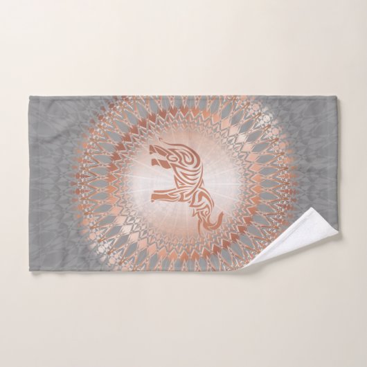 Roos Gold Grey Elephant Mandala Handdoek (Handdoek)