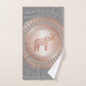 Roos Gold Grey Elephant Mandala Handdoek (Handdoek)