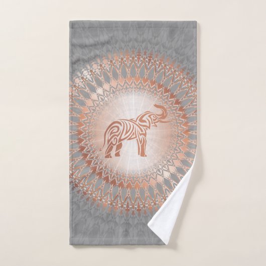 Roos Gold Grey Elephant Mandala Initialen Bad Handdoek (Handdoek)