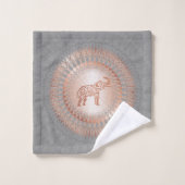 Roos Gold Grey Elephant Mandala Initialen Bad Handdoek (Wasdoekje)