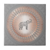 Roos Gold Grey Elephant Mandala Tegeltje (Voorkant)