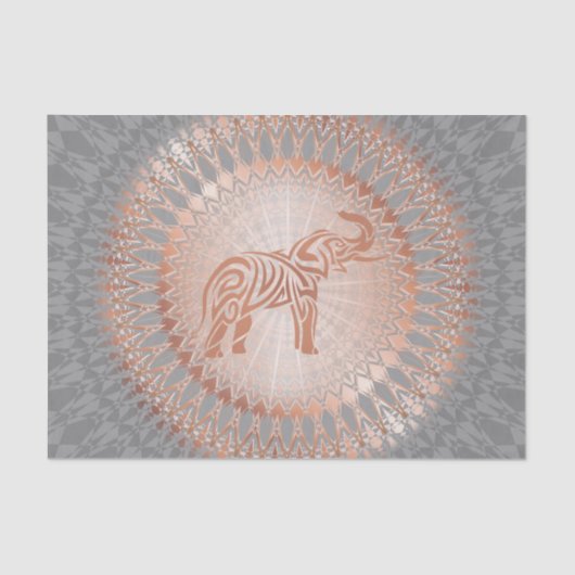 Roos Gold Grey Elephant Mandala Tissuepapier (Voorkant)