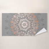 Roos Gold Grey Floral Mandala Badhanddoek (Badhanddoek)