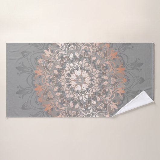 Roos Gold Grey Floral Mandala Badhanddoek (Badhanddoek)