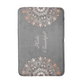 Roos Gold Grey Floral Mandala hallo Prachtig Badmat (Voorkant Verticaal)