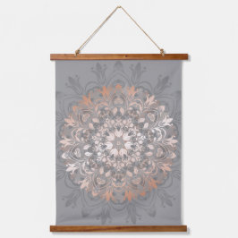 Roos Gold Grey Floral Mandala Hangend Wandkleed