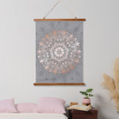 Roos Gold Grey Floral Mandala Hangend Wandkleed (Slaapkamer)