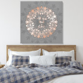 Roos Gold Grey Floral Mandala Love Canvas Afdruk (Insitu (Slaapkamer))