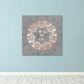Roos Gold Grey Floral Mandala Love Canvas Afdruk (Insitu (Houten vloer))