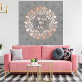 Roos Gold Grey Floral Mandala Love Canvas Afdruk (Insitu (Woonkamer))