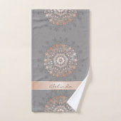 Roos Gold Grey | Floral Mandala | Monogram Bad Handdoek (Handdoek)