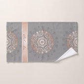 Roos Gold Grey | Floral Mandala | Monogram Bad Handdoek (Handdoek)
