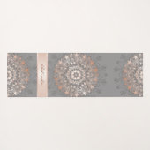 Roos Gold Grey Floral Mandala Monogram Yogamat (Achterkant (horizontaal))