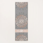 Roos Gold Grey Floral Mandala Monogram Yogamat (Achterkant)